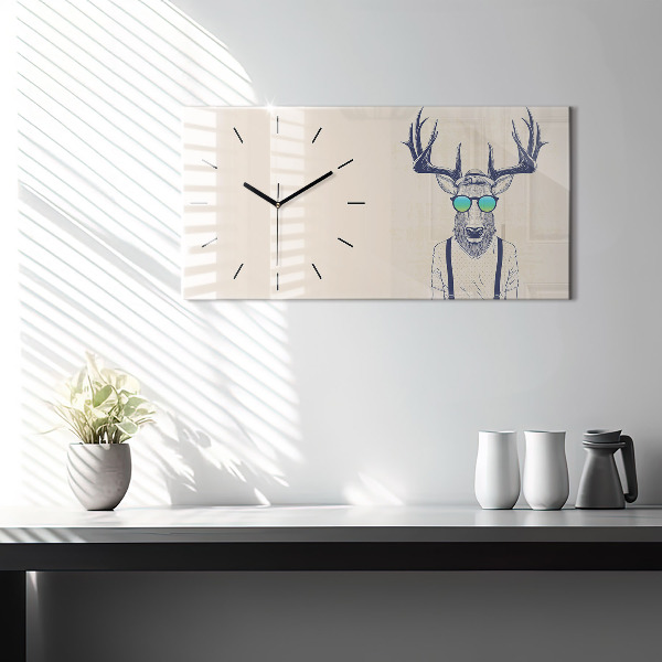 Horizontal wall clock Abstract deer