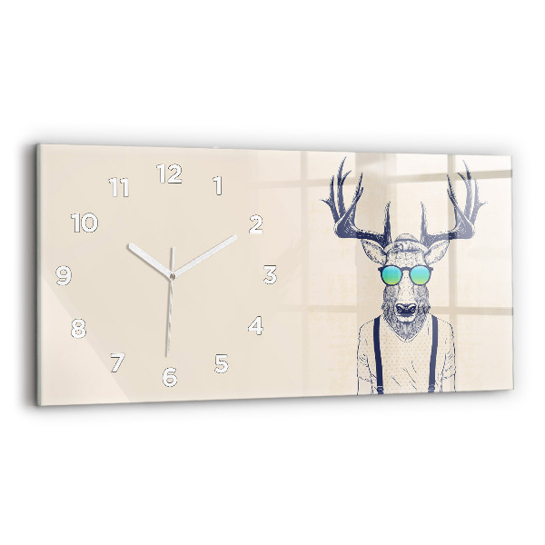 Horizontal wall clock Abstract deer