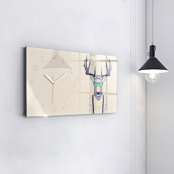 Horizontal wall clock Abstract deer