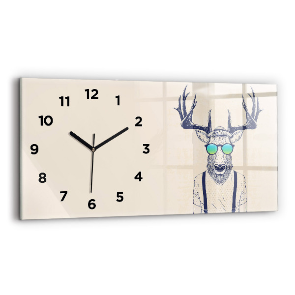 Horizontal wall clock Abstract deer