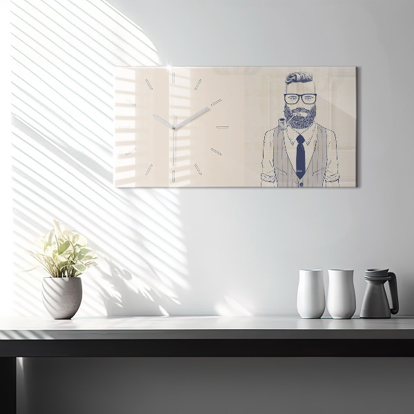 Horizontal wall clock Man with a beard and a pipe