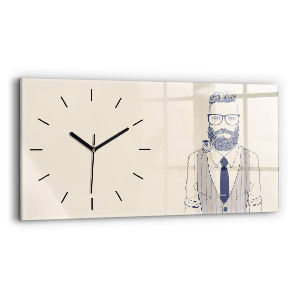 Horizontal wall clock Man with a beard and a pipe