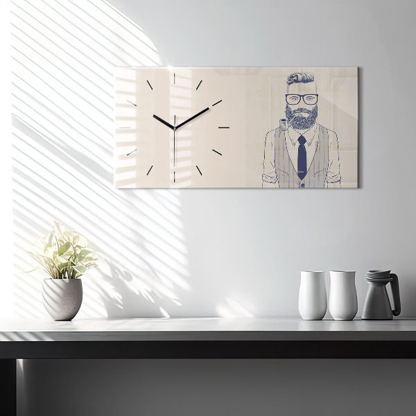 Horizontal wall clock Man with a beard and a pipe
