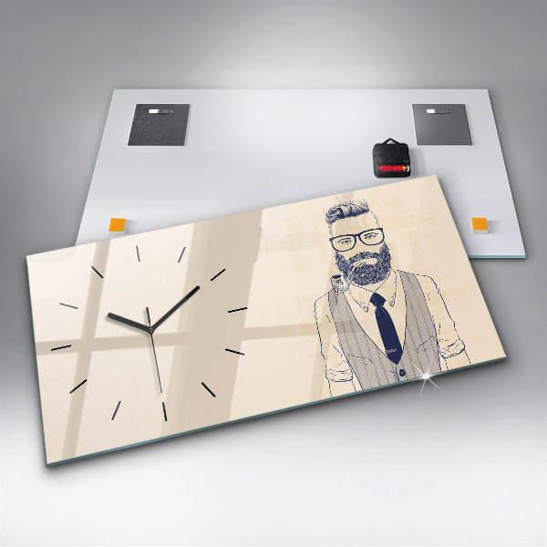 Horizontal wall clock Man with a beard and a pipe