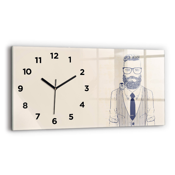 Horizontal wall clock Man with a beard and a pipe