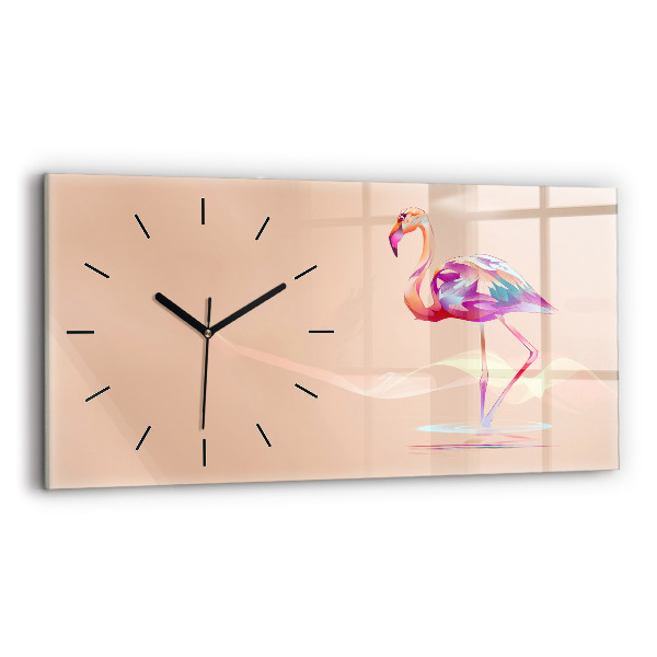 Horizontal wall clock Flamingo illustration