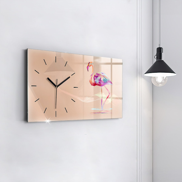 Horizontal wall clock Flamingo illustration