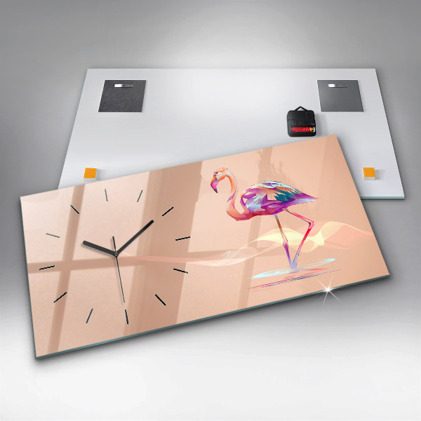 Horizontal wall clock Flamingo illustration