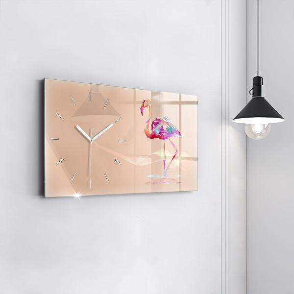 Horizontal wall clock Flamingo illustration