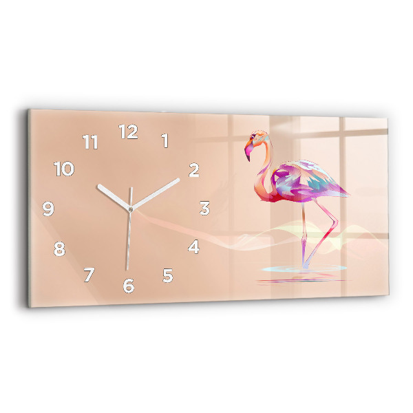Horizontal wall clock Flamingo illustration