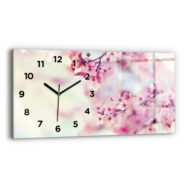 Horizontal wall clock Spring flowers