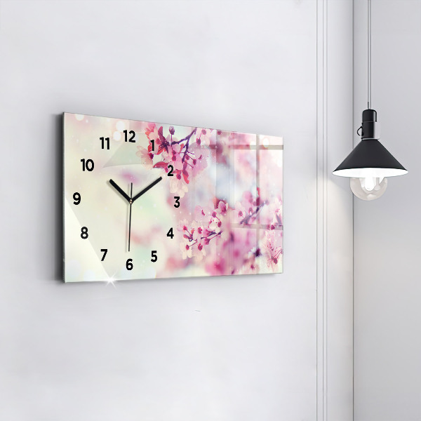 Horizontal wall clock Spring flowers