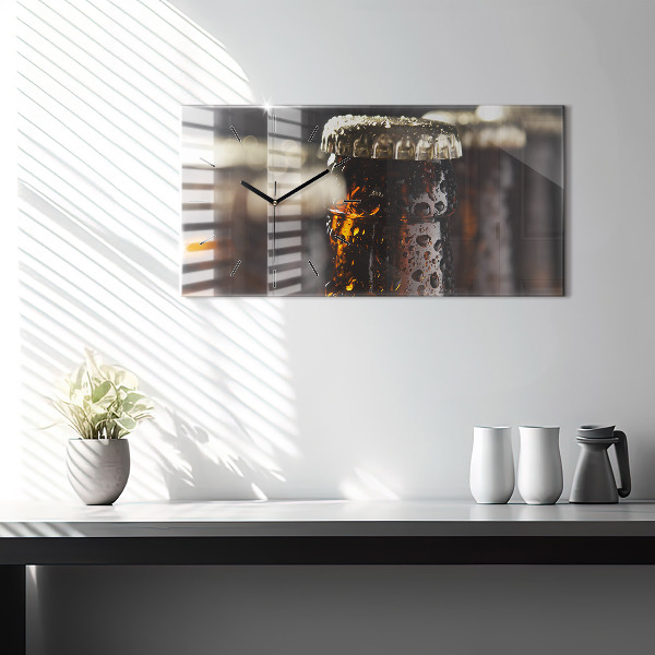 Horizontal wall clock Glass bottles