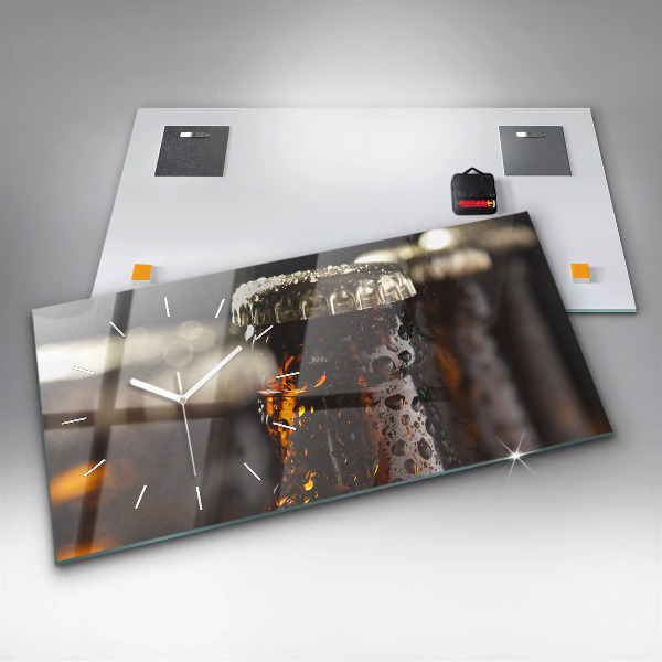 Horizontal wall clock Glass bottles