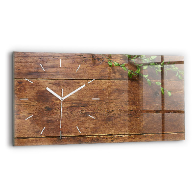 Horizontal wall clock Rustic Wood