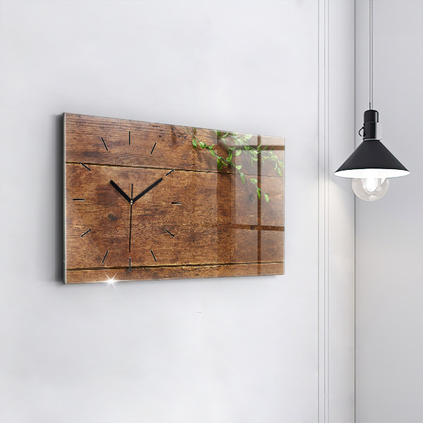 Horizontal wall clock Rustic Wood