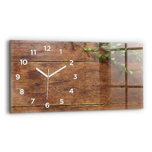 Horizontal wall clock Rustic Wood