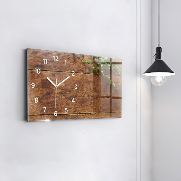 Horizontal wall clock Rustic Wood