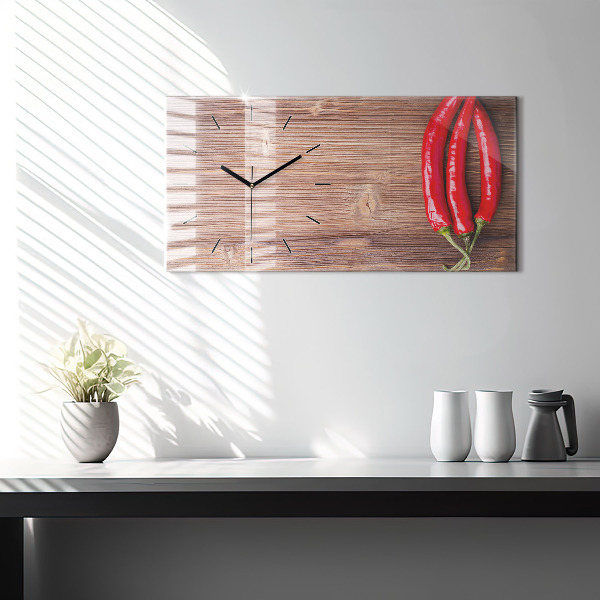 Horizontal wall clock Peppers