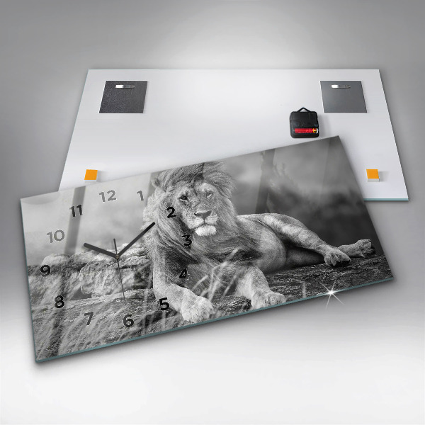 Horizontal wall clock Abstraction - Lion