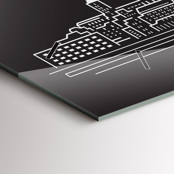 Horizontal wall clock City of Ostrava drawing