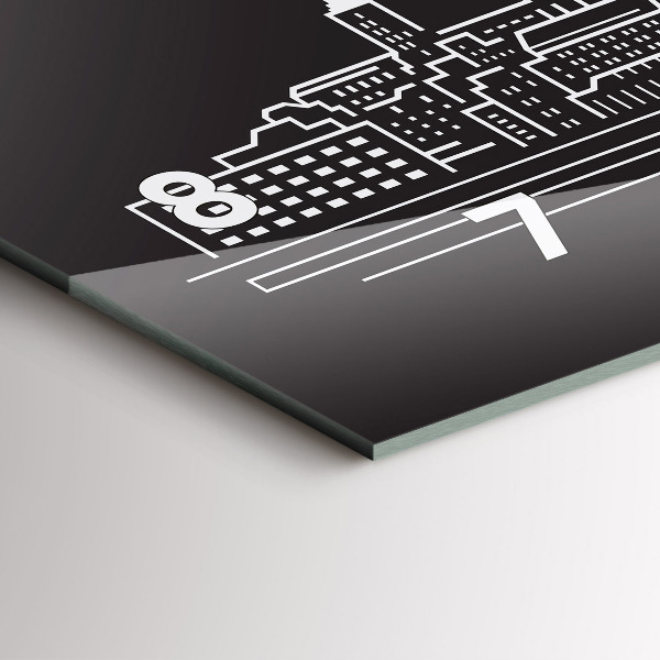 Horizontal wall clock City of Ostrava drawing