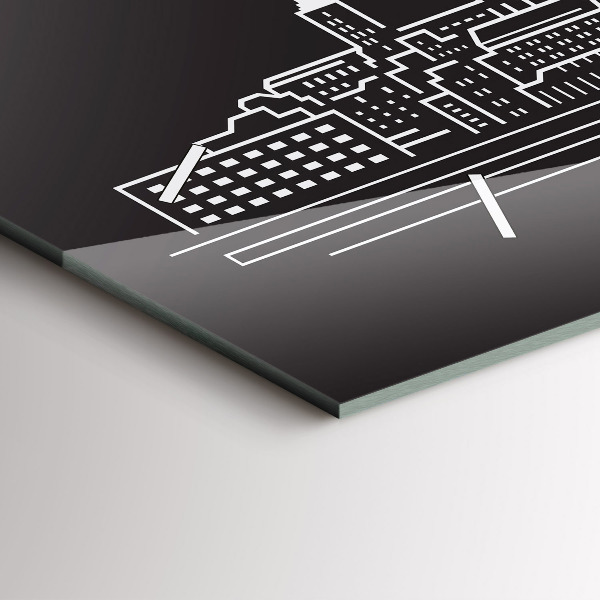 Horizontal wall clock City of Ostrava drawing