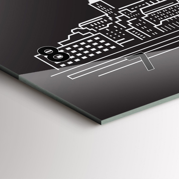 Horizontal wall clock City of Ostrava drawing