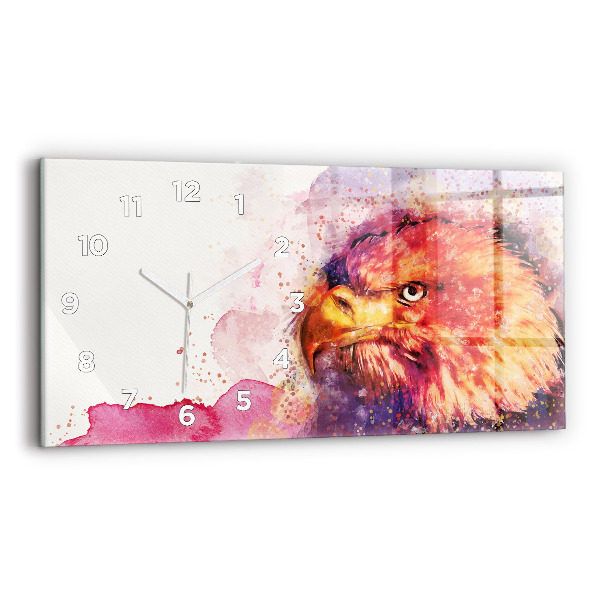 Horizontal wall clock Watercolor eagle background