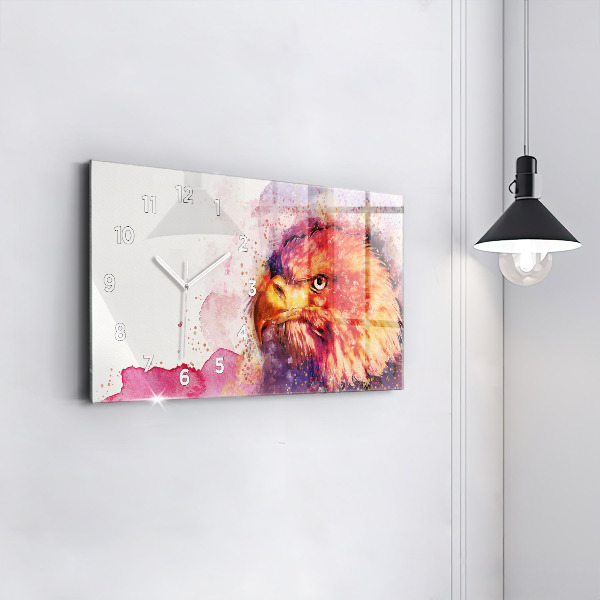 Horizontal wall clock Watercolor eagle background
