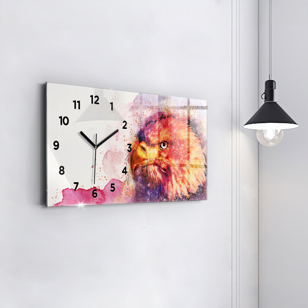 Horizontal wall clock Watercolor eagle background
