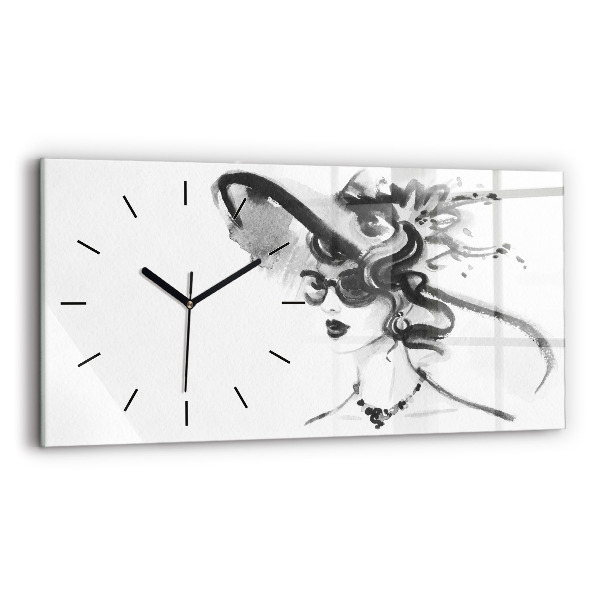 Horizontal wall clock Fashionable woman