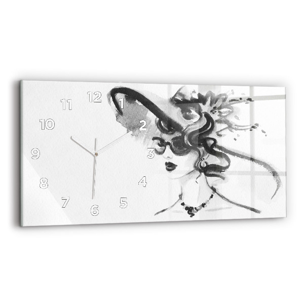 Horizontal wall clock Fashionable woman