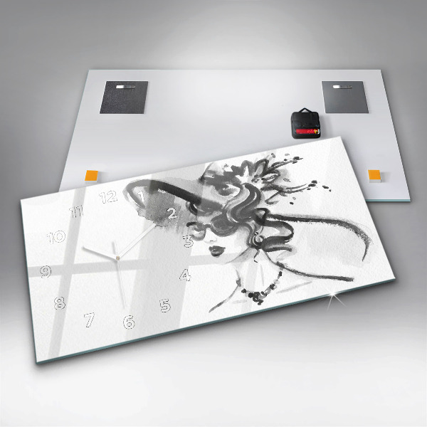 Horizontal wall clock Fashionable woman