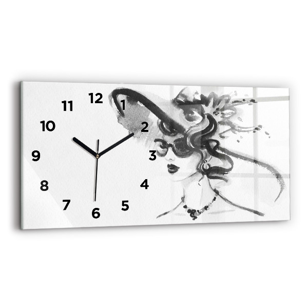 Horizontal wall clock Fashionable woman