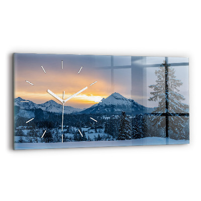 Horizontal wall clock Mountain landscape