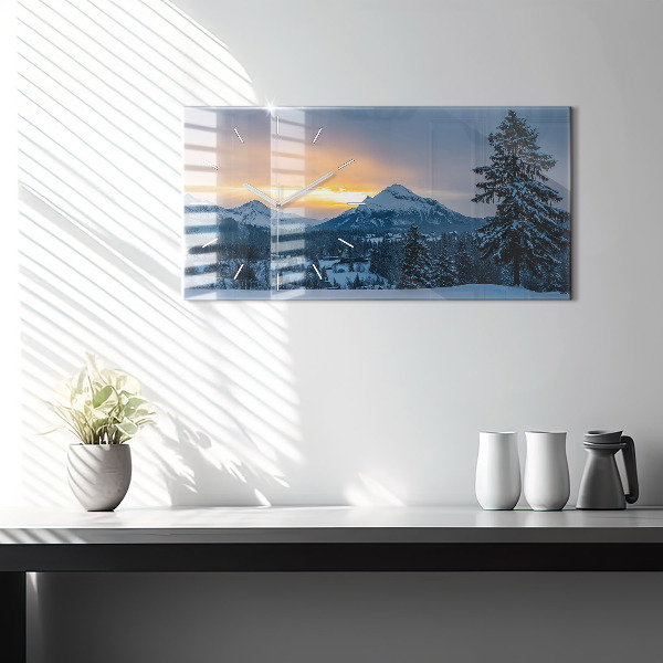 Horizontal wall clock Mountain landscape