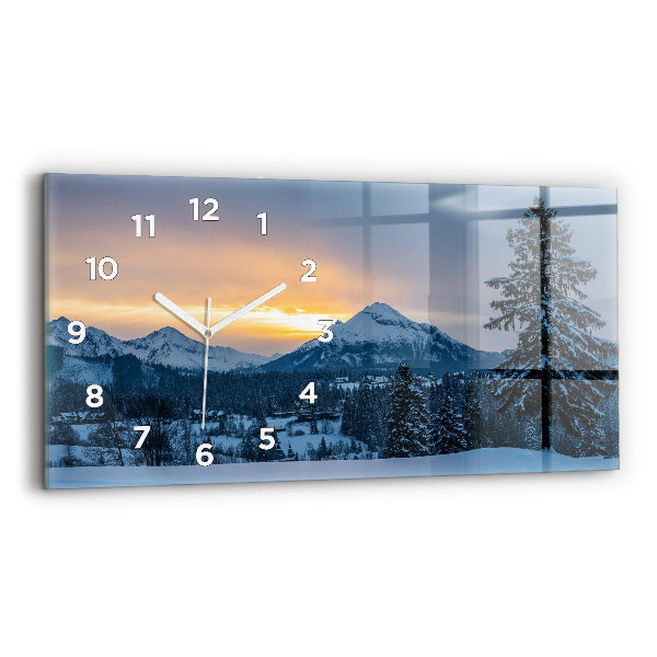 Horizontal wall clock Mountain landscape