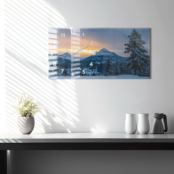 Horizontal wall clock Mountain landscape
