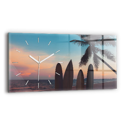 Horizontal wall clock Surfing on the beach