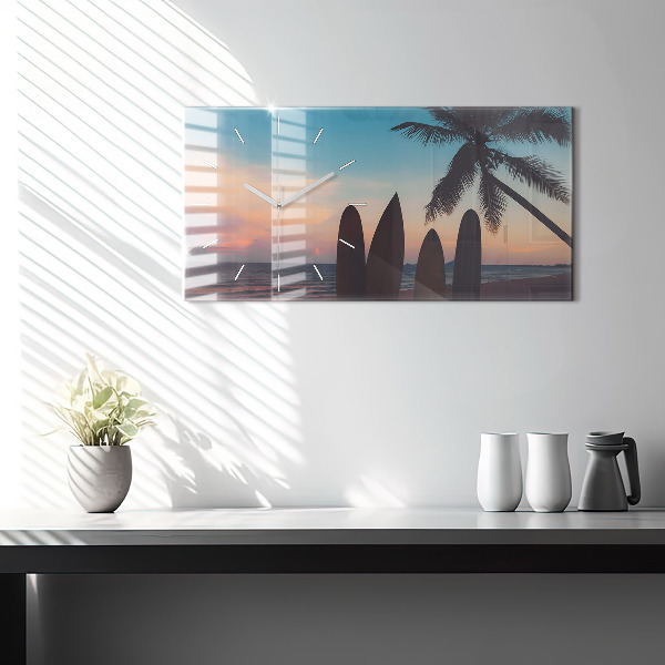 Horizontal wall clock Surfing on the beach
