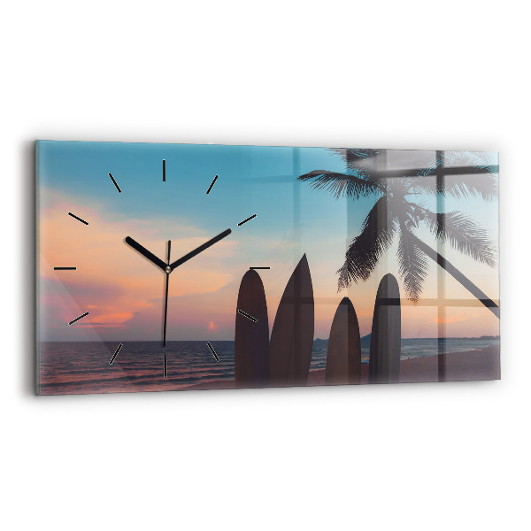 Horizontal wall clock Surfing on the beach
