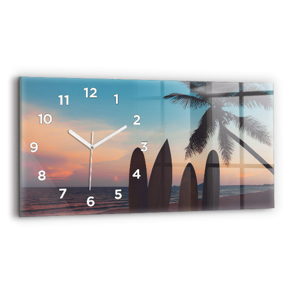Horizontal wall clock Surfing on the beach