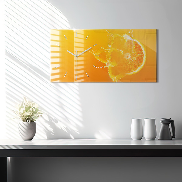Horizontal wall clock Orange