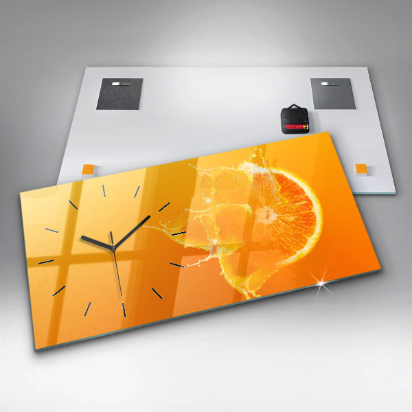 Horizontal wall clock Orange