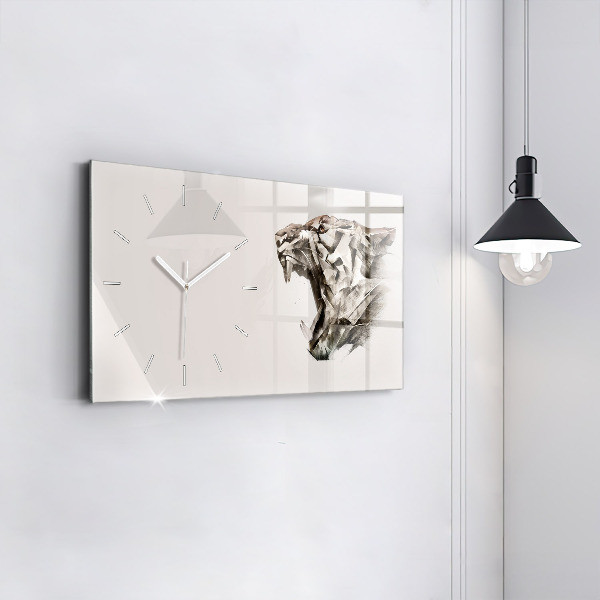 Horizontal wall clock painted portrait of a tiger