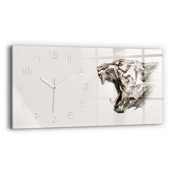 Horizontal wall clock painted portrait of a tiger
