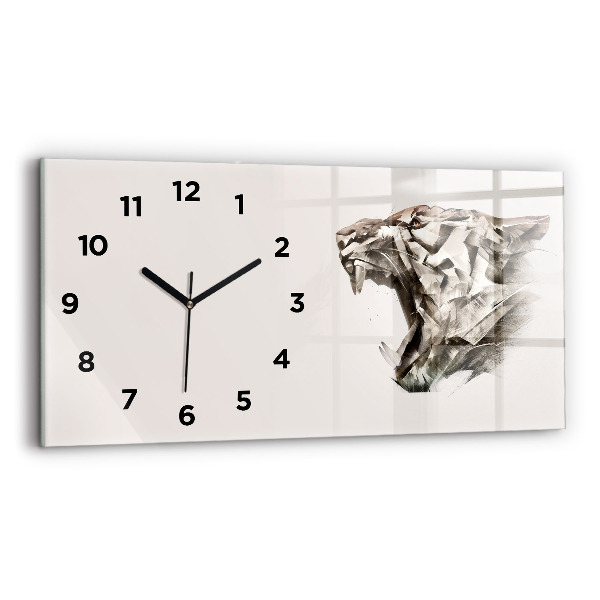 Horizontal wall clock painted portrait of a tiger