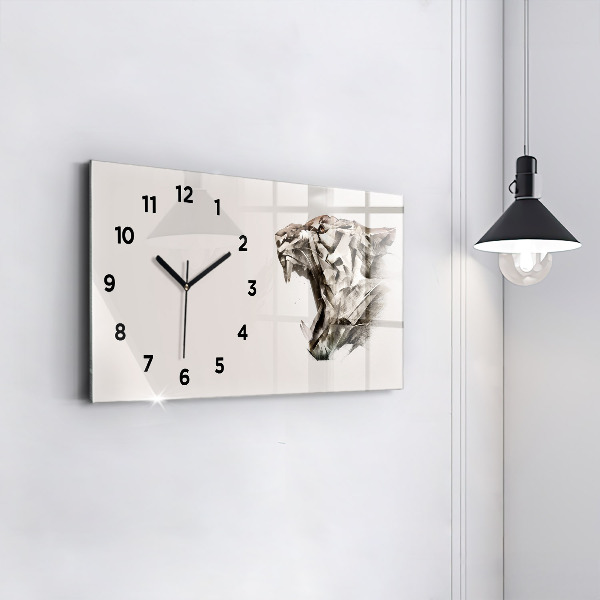 Horizontal wall clock painted portrait of a tiger