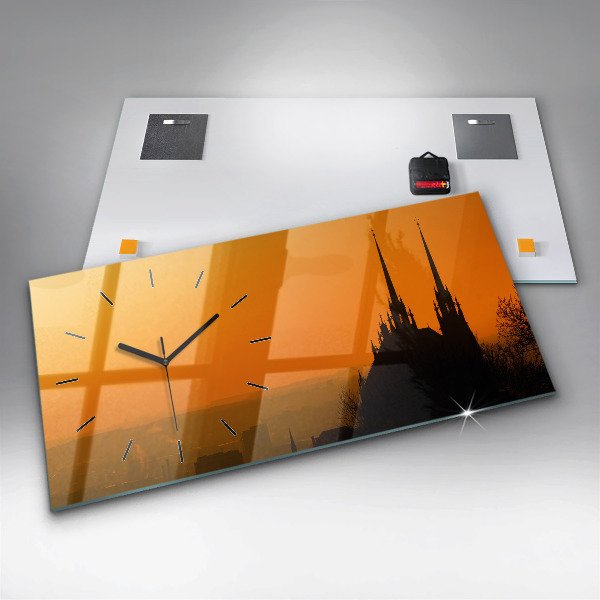 Horizontal wall clock View of the Brno Cathedral